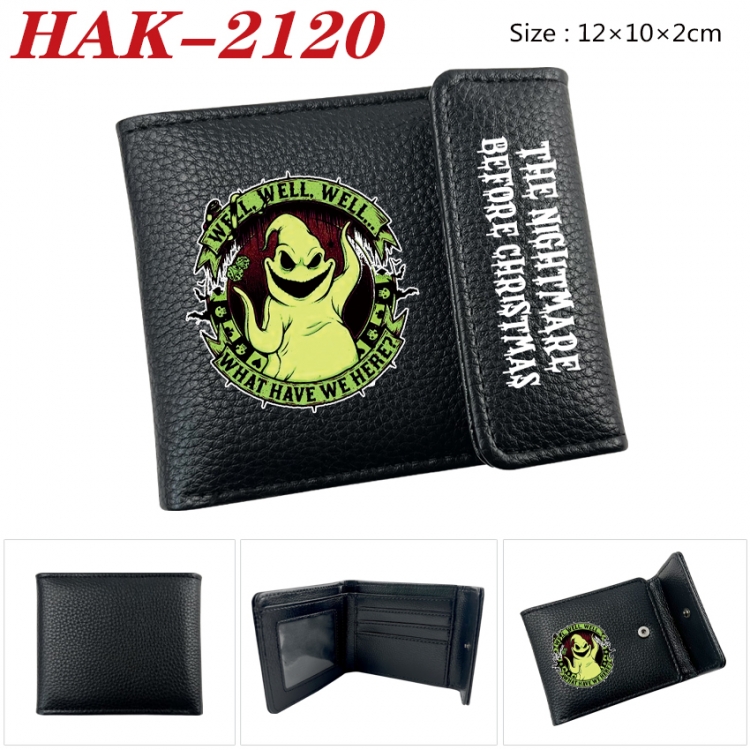 The Nightmare Before Christmas Anime Litchi Pattern Hidden Buckle Half Fold Printed Wallet 12X10X2CM