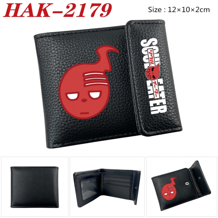 Soul Eater Anime Litchi Pattern Hidden Buckle Half Fold Printed Wallet 12X10X2CM