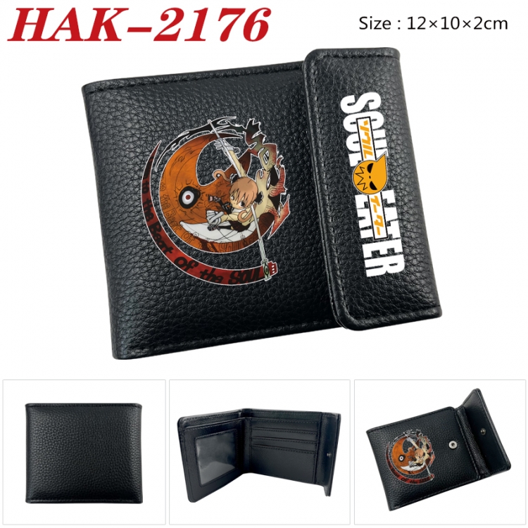 Soul Eater Anime Litchi Pattern Hidden Buckle Half Fold Printed Wallet 12X10X2CM