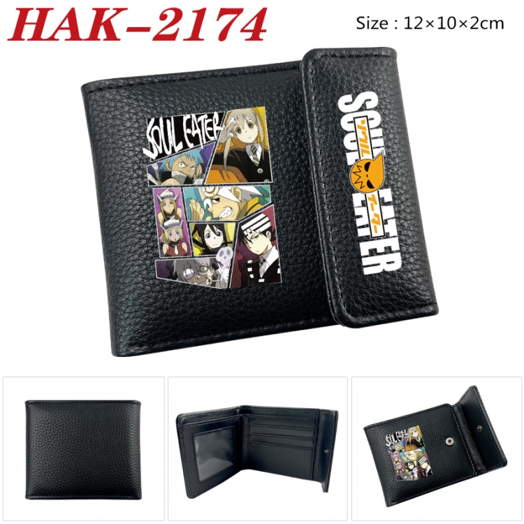 Soul Eater Anime Litchi Pattern Hidden Buckle Half Fold Printed Wallet 12X10X2CM