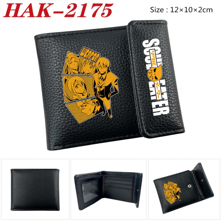 Soul Eater Anime Litchi Pattern Hidden Buckle Half Fold Printed Wallet 12X10X2CM