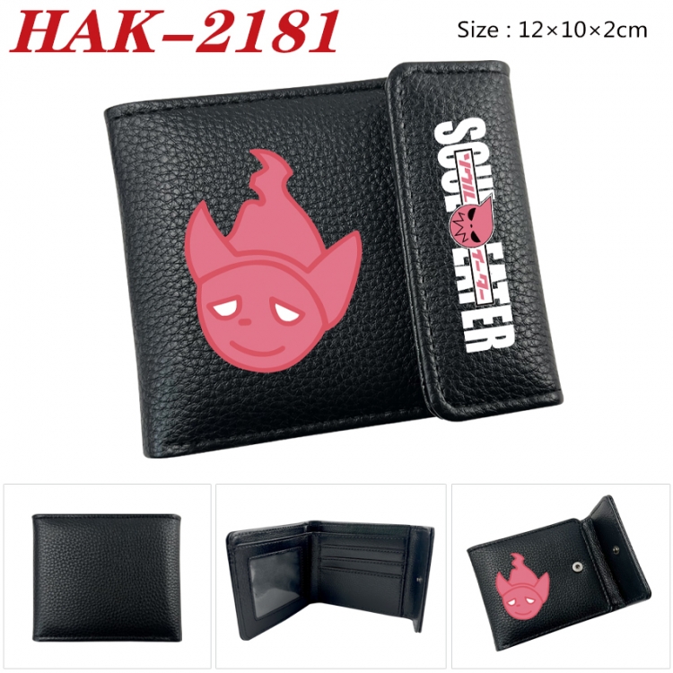 Soul Eater Anime Litchi Pattern Hidden Buckle Half Fold Printed Wallet 12X10X2CM