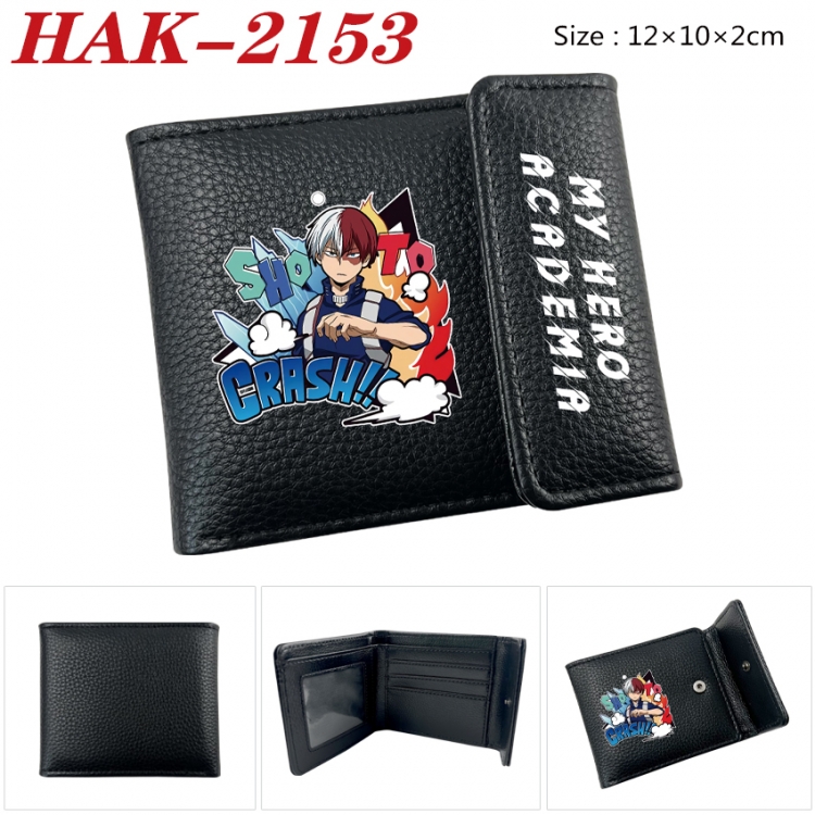 My Hero Academia Anime Litchi Pattern Hidden Buckle Half Fold Printed Wallet 12X10X2CM