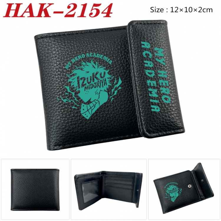 My Hero Academia Anime Litchi Pattern Hidden Buckle Half Fold Printed Wallet 12X10X2CM