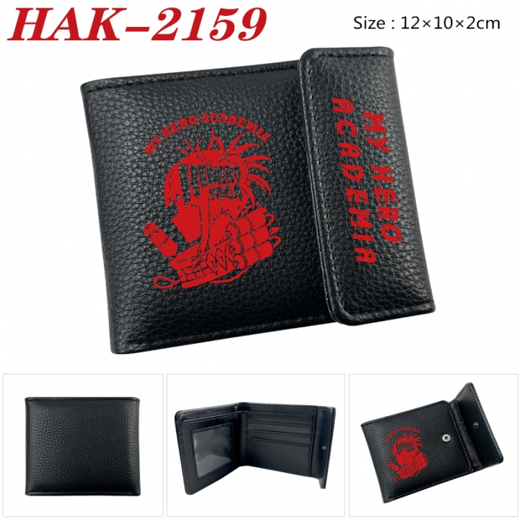 My Hero Academia Anime Litchi Pattern Hidden Buckle Half Fold Printed Wallet 12X10X2CM