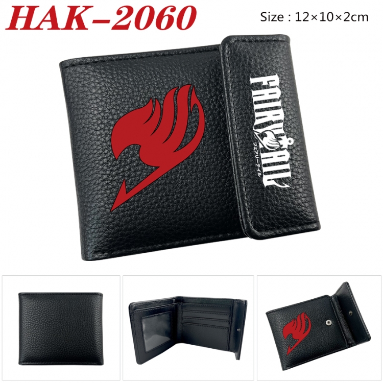 Fairy tail Anime Litchi Pattern Hidden Buckle Half Fold Printed Wallet 12X10X2CM