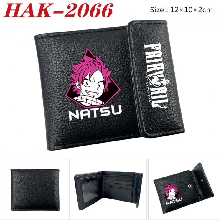 Fairy tail Anime Litchi Pattern Hidden Buckle Half Fold Printed Wallet 12X10X2CM