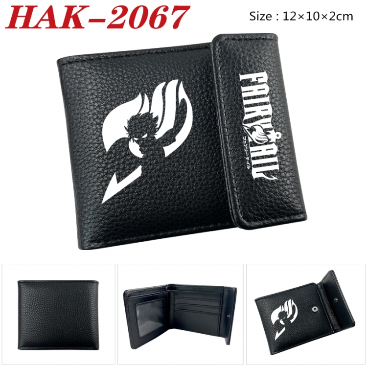 Fairy tail Anime Litchi Pattern Hidden Buckle Half Fold Printed Wallet 12X10X2CM