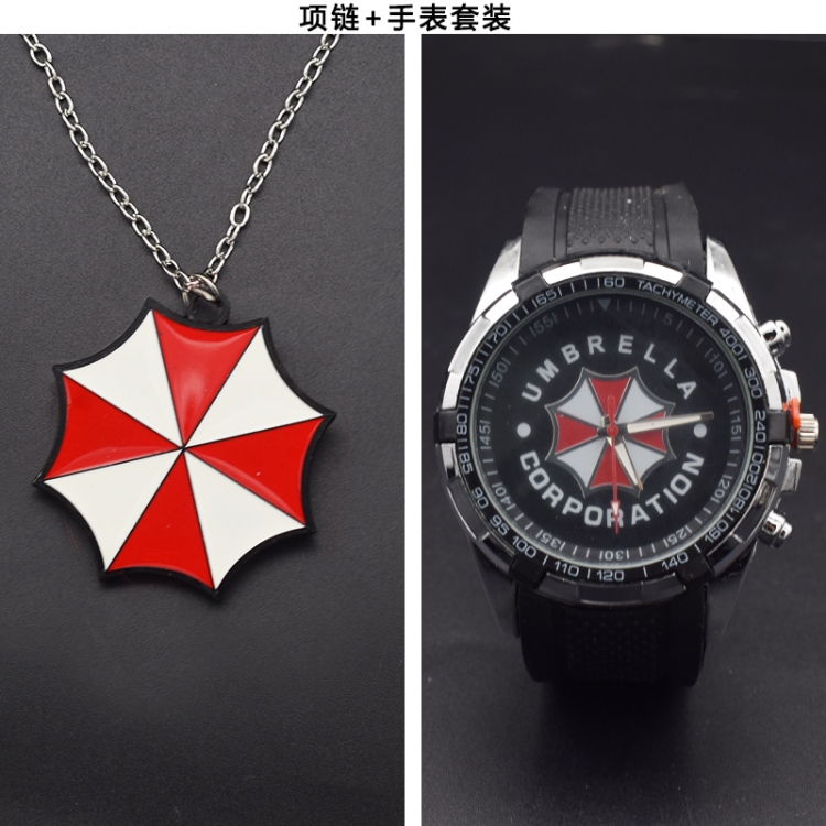 Resident Evil Necklace pendant watch set