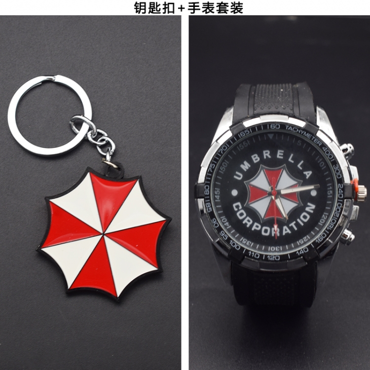 Resident Evil Metal keychain watch set
