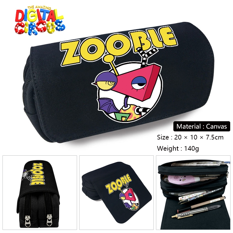 The Amazing Digital Circus Anime Multi-Function Double Zipper Canvas Cosmetic Bag Pen Case 20x10x7.5cm