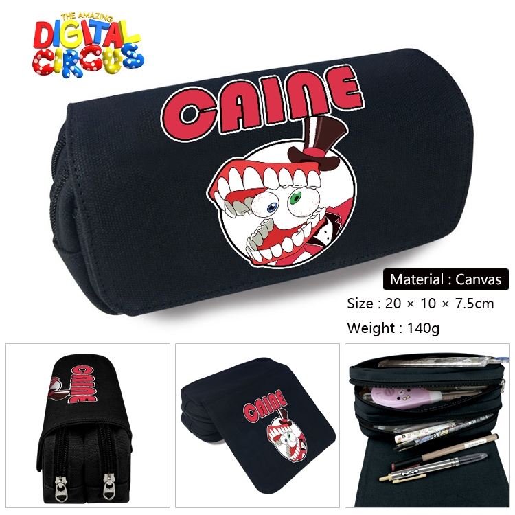 The Amazing Digital Circus Anime Multi-Function Double Zipper Canvas Cosmetic Bag Pen Case 20x10x7.5cm