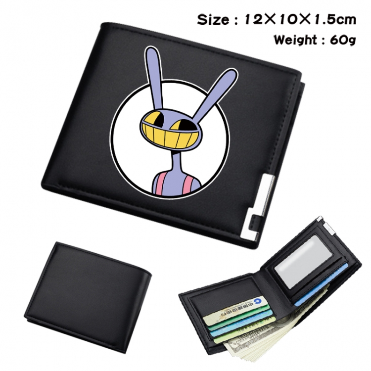 The Amazing Digital Circus Anime Full Color Black Leather Bifold Wallet 12x10x1.5cm