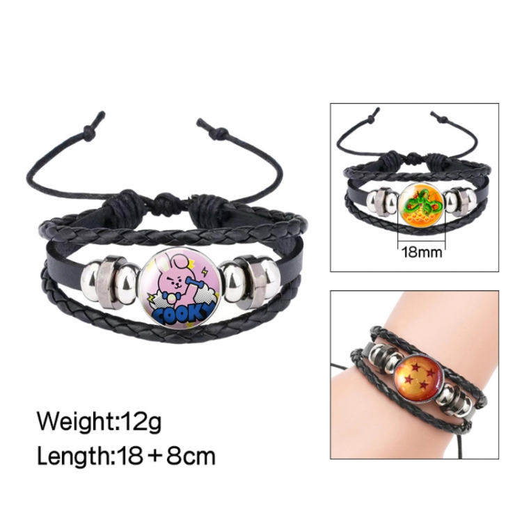 BTS Anime peripheral crystal leather rope bracelet price for 5 pcs 