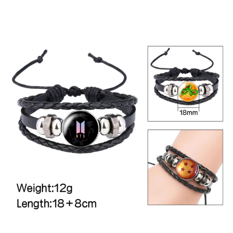 BTS Anime peripheral crystal leather rope bracelet price for 5 pcs 