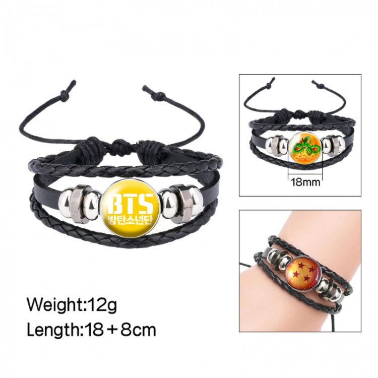 BTS Anime peripheral crystal leather rope bracelet price for 5 pcs 