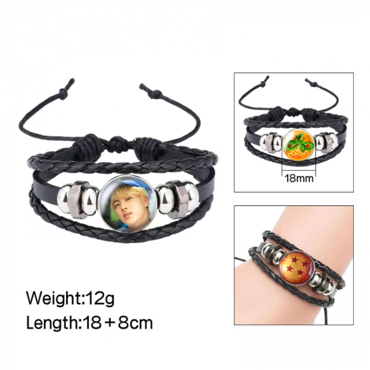 BTS Anime peripheral crystal leather rope bracelet price for 5 pcs 