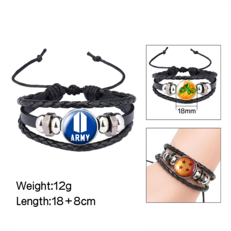 BTS Anime peripheral crystal leather rope bracelet price for 5 pcs 