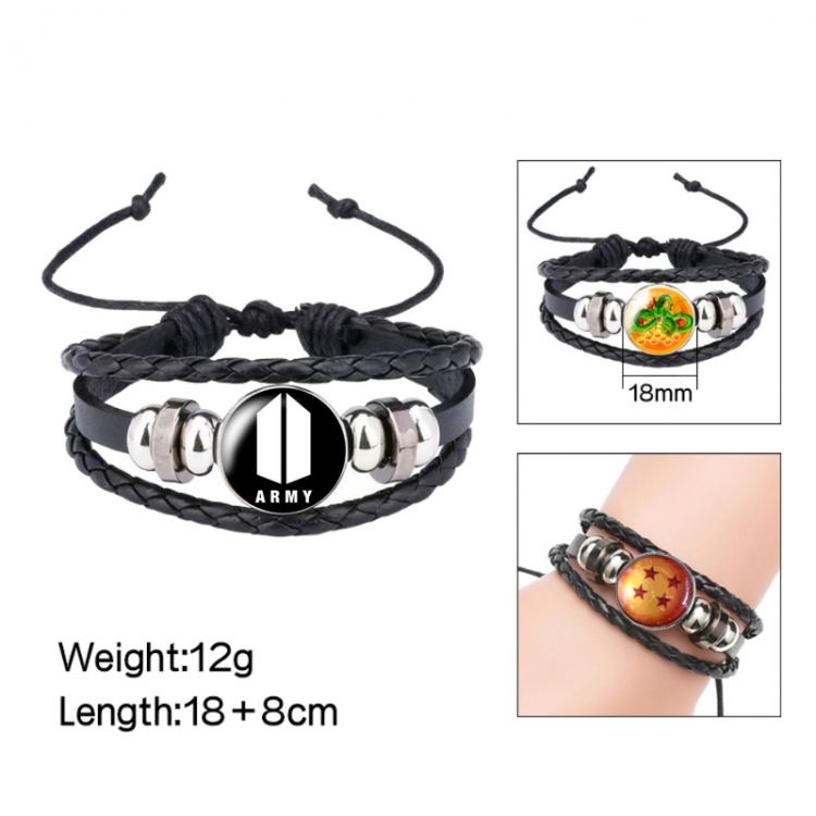 BTS Anime peripheral crystal leather rope bracelet price for 5 pcs 