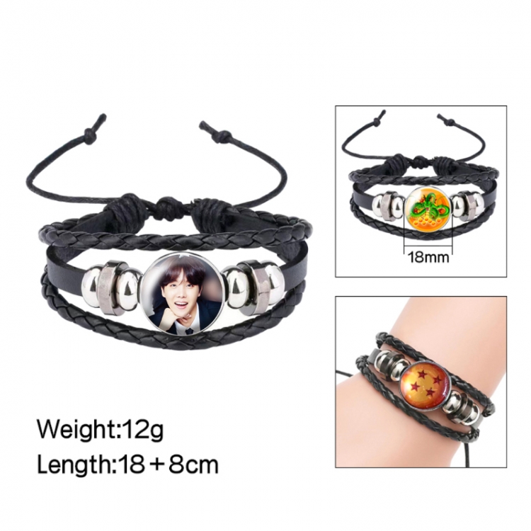 BTS Anime peripheral crystal leather rope bracelet price for 5 pcs 