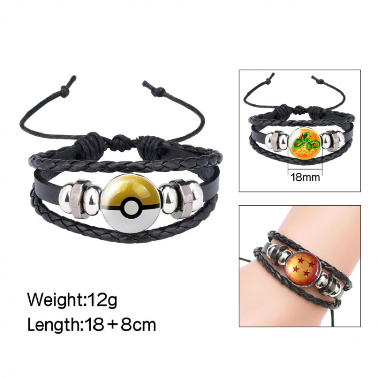  Pokemon Anime peripheral crystal leather rope bracelet price for 5 pcs 