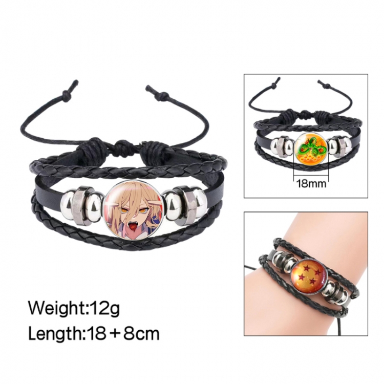 Chainsawman Anime peripheral crystal leather rope bracelet price for 5 pcs 