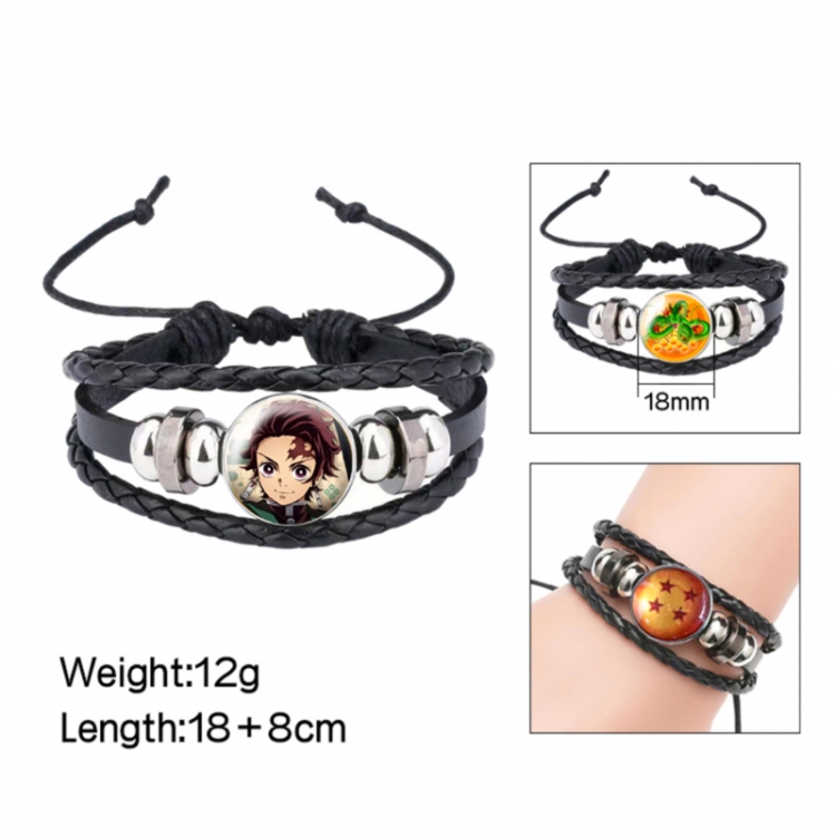 Demon Slayer Kimets Anime peripheral crystal leather rope bracelet price for 5 pcs 