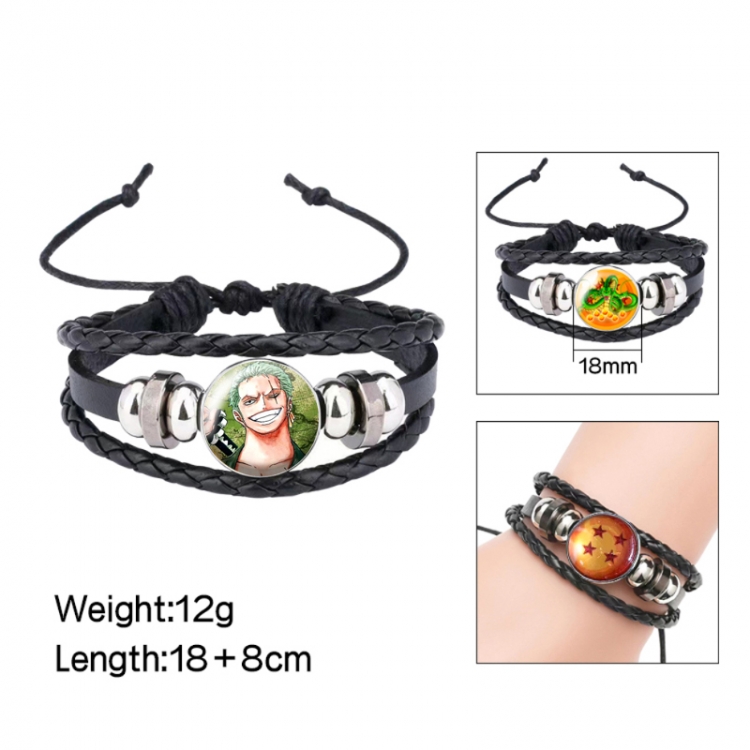 One Piece Anime peripheral crystal leather rope bracelet price for 5 pcs 