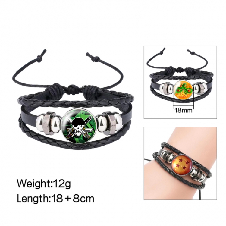 One Piece Anime peripheral crystal leather rope bracelet price for 5 pcs 