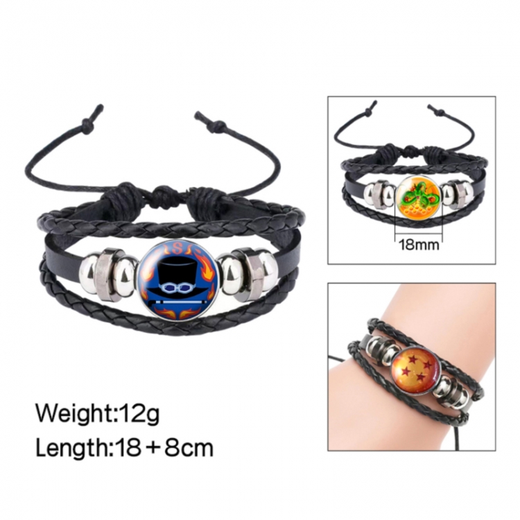 One Piece Anime peripheral crystal leather rope bracelet price for 5 pcs 