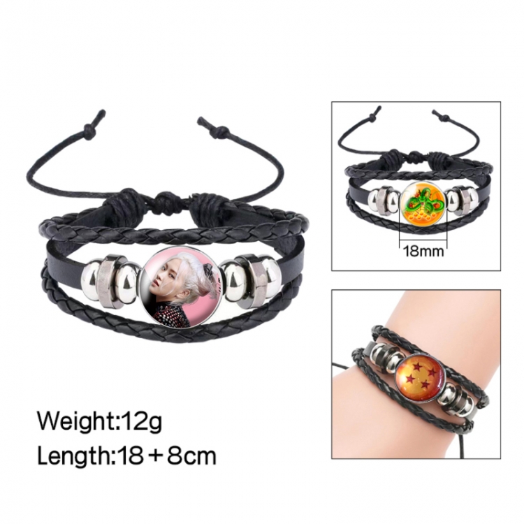 BLACK PINK Anime peripheral crystal leather rope bracelet price for 5 pcs