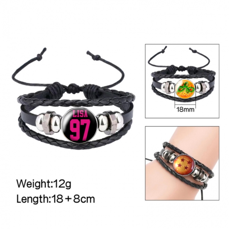 BLACK PINK Anime peripheral crystal leather rope bracelet price for 5 pcs