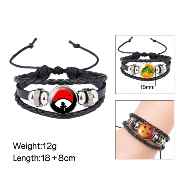 Naruto Anime peripheral crystal leather rope bracelet price for 5 pcs