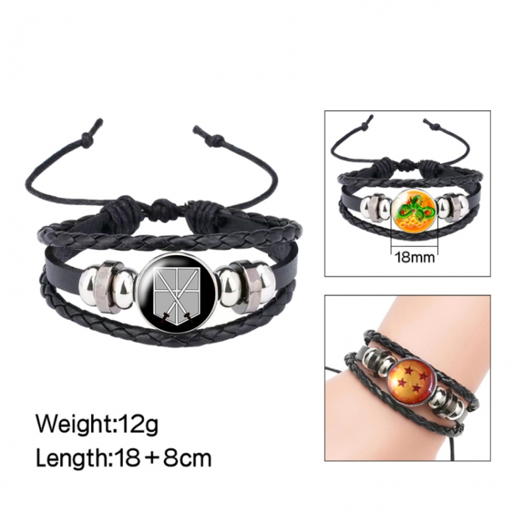 Shingeki no Kyojin Anime peripheral crystal leather rope bracelet price for 5 pcs 