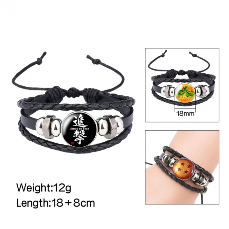 Shingeki no Kyojin Anime peripheral crystal leather rope bracelet price for 5 pcs 