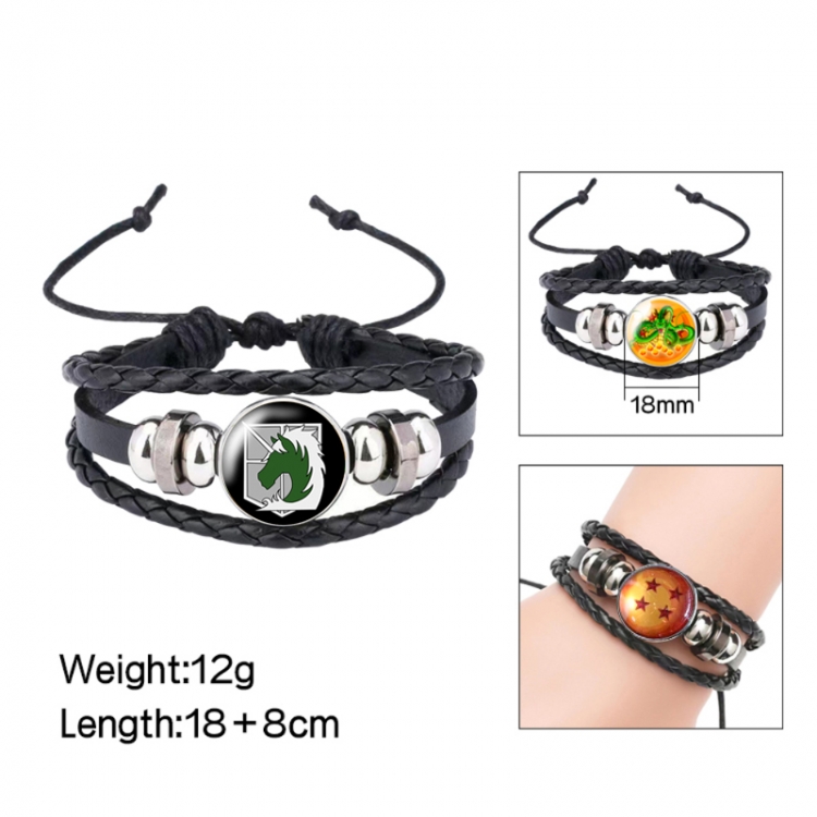 Shingeki no Kyojin Anime peripheral crystal leather rope bracelet price for 5 pcs 