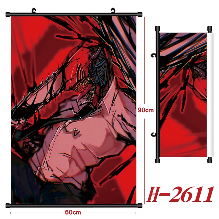 Chainsawman Anime Black Plastic Rod Canvas Painting Wall Scroll 60X90CM H-2611
