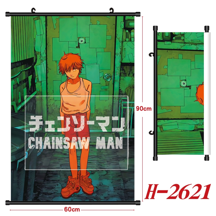 Chainsawman Anime Black Plastic Rod Canvas Painting Wall Scroll 60X90CM H-2621
