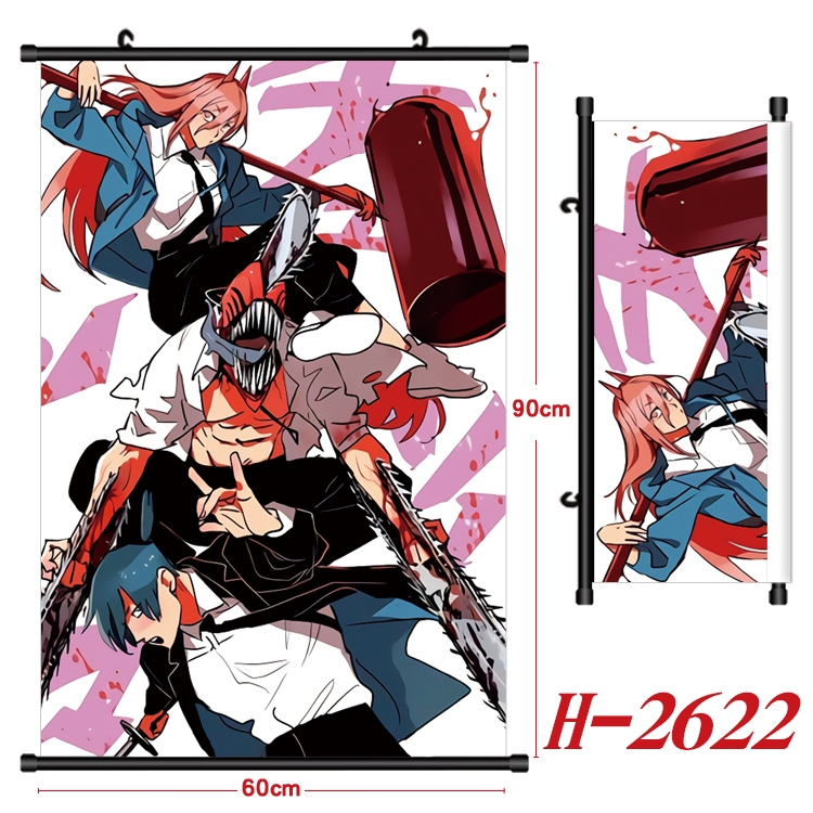 Chainsawman Anime Black Plastic Rod Canvas Painting Wall Scroll 60X90CM H-2622
