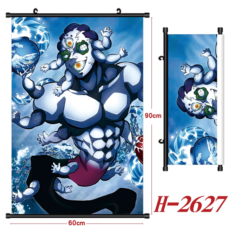 Demon Slayer Kimets Anime Black Plastic Rod Canvas Painting Wall Scroll 60X90CM H-2627