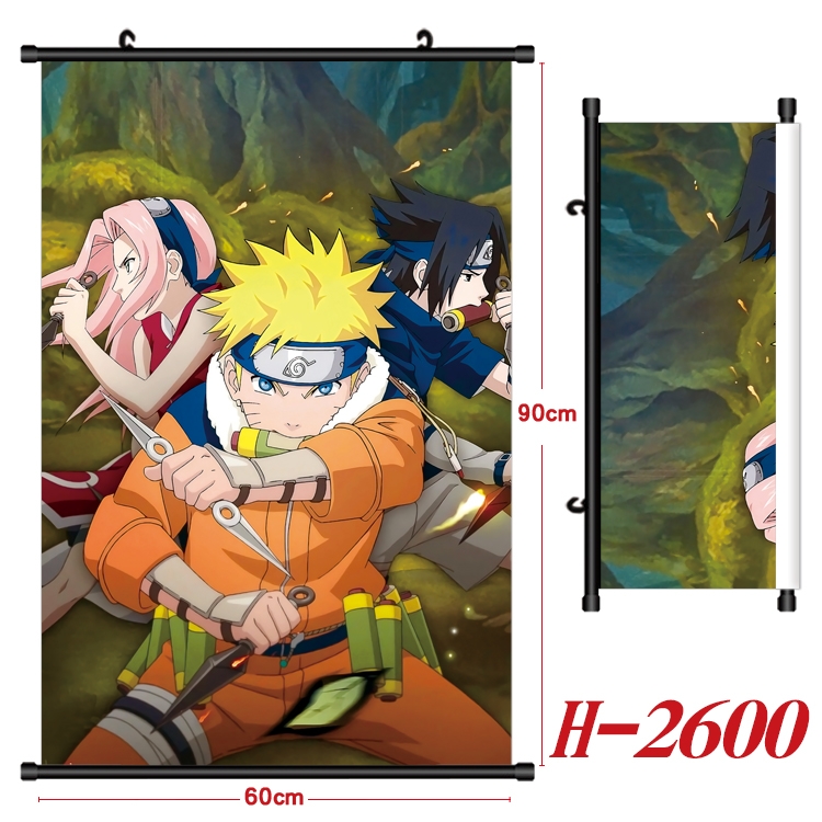 Naruto Anime Black Plastic Rod Canvas Painting Wall Scroll 60X90CM H-2600
