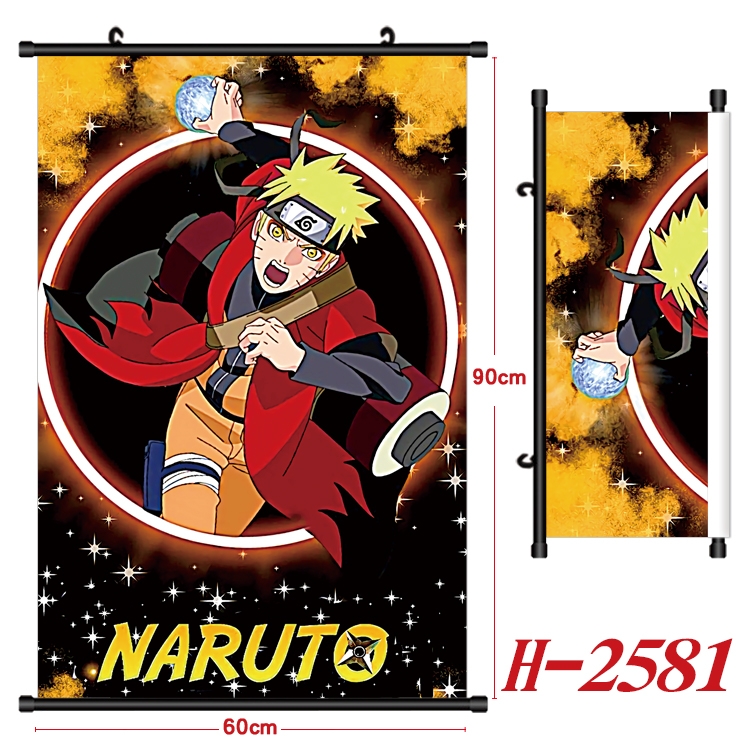 Naruto Anime Black Plastic Rod Canvas Painting Wall Scroll 60X90CM H-2581