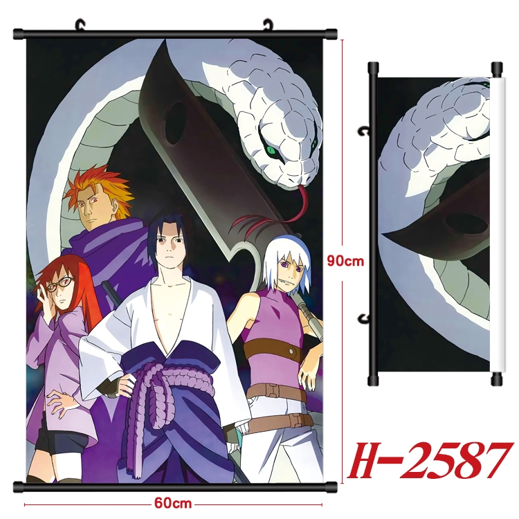 Naruto Anime Black Plastic Rod Canvas Painting Wall Scroll 60X90CM H-2587