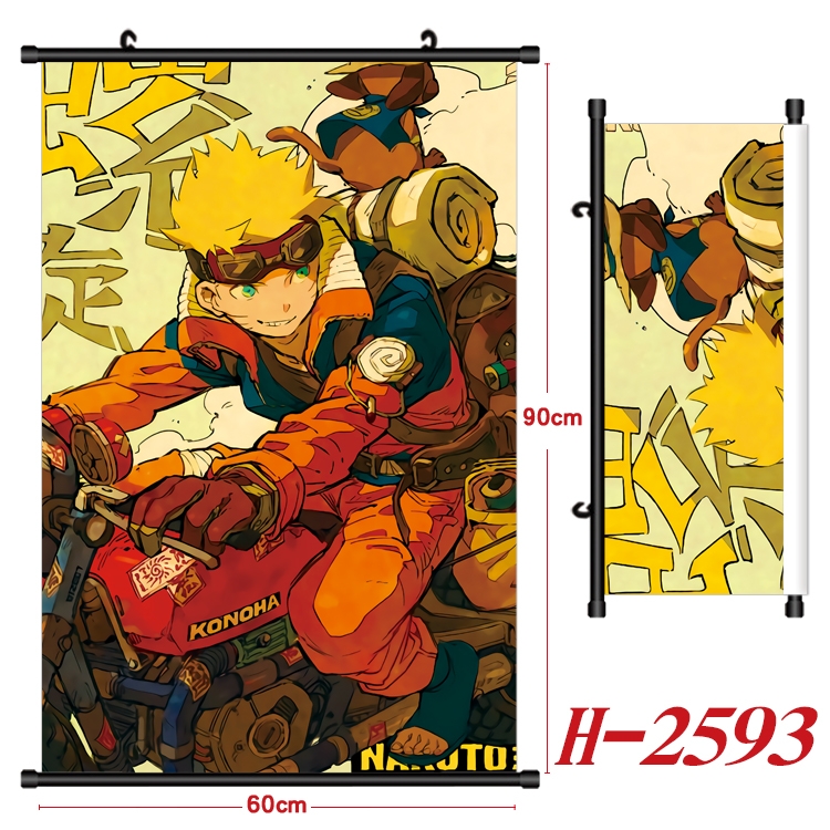 Naruto Anime Black Plastic Rod Canvas Painting Wall Scroll 60X90CM H-2593
