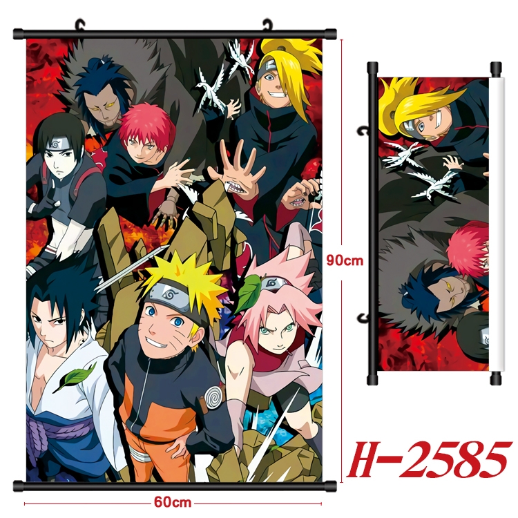 Naruto Anime Black Plastic Rod Canvas Painting Wall Scroll 60X90CM H-2585