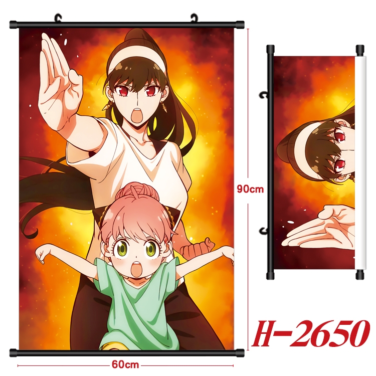 SPYxFAMILY Anime Black Plastic Rod Canvas Painting Wall Scroll 60X90CM