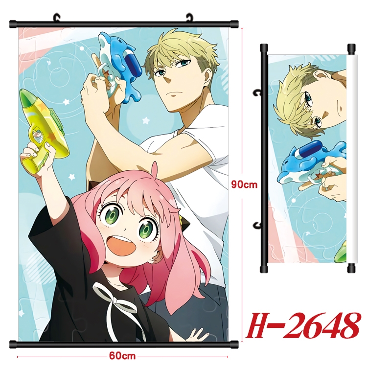 SPYxFAMILY Anime Black Plastic Rod Canvas Painting Wall Scroll 60X90CM