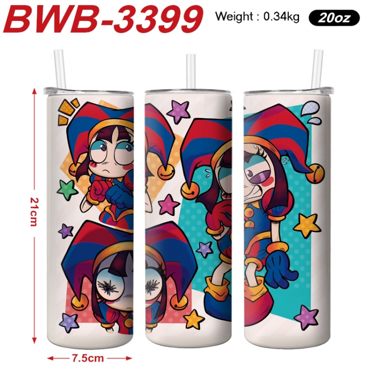 The Amazing Digital Circus Anime printing insulation cup straw cup 21X7.5CM 