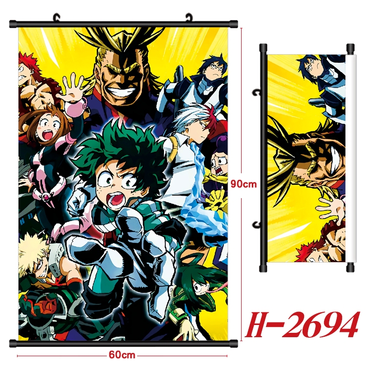 My Hero Academia Anime Black Plastic Rod Canvas Painting Wall Scroll 60X90CM