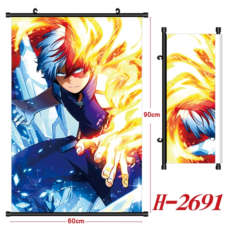 My Hero Academia Anime Black Plastic Rod Canvas Painting Wall Scroll 60X90CM